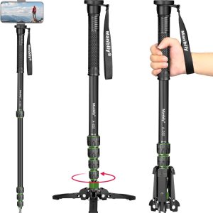 Monopod con pies, monopie para cámara Manbily de 67 pulgadas, soporte monopie de aluminio con base de trípode, monopie de viaje ligero para cámara Monopod con pies, monopie para cámara Manbily de 67 pulgadas, soporte monopie de aluminio con base de trípode, monopie de viaje ligero para cámara