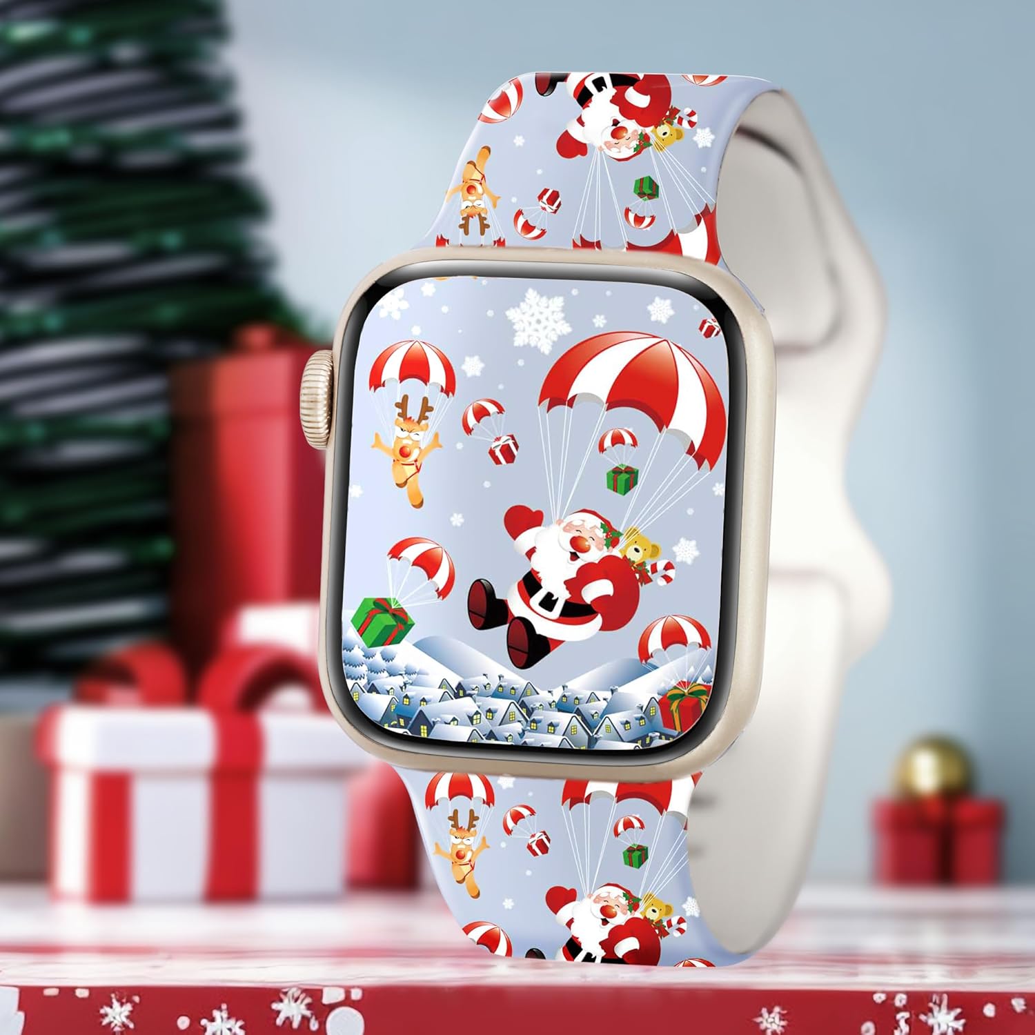 Paquete de 2 correas de Navidad de Halloween compatibles con Apple Watch de 1.614 pulgadas, 1.575 pulgadas, 1.496 pulgadas, correa de silicona de