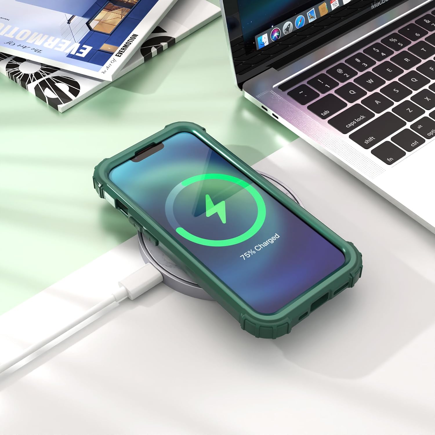 IDweel Funda para iPhone 15 con protector de pantalla de vidrio templado, 3 en 1, a prueba de golpes, delgada, híbrida, resistente, cubierta de