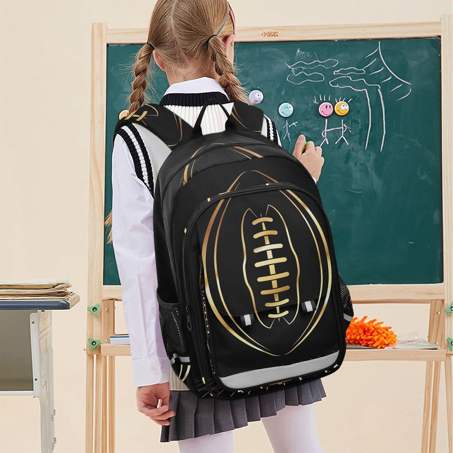 American Football Gold – Mochila escolar ligera para laptop, mochila de viaje para estudiantes con rayas reflectantes, Varios colores, Mochilas