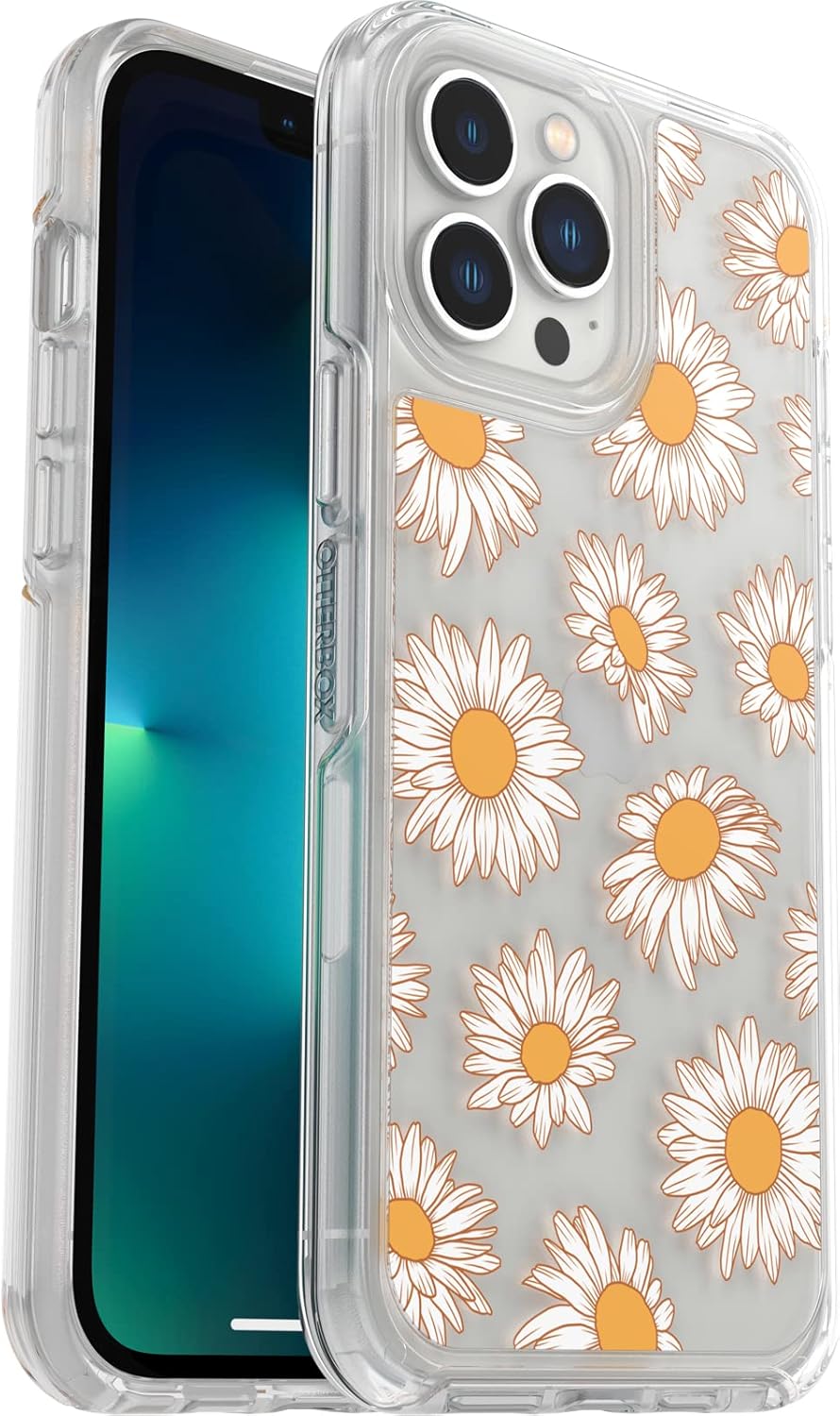 OtterBox Funda para iPhone 13 Pro Max y iPhone 12 Pro Max Symmetry Series – VINTAGE DAISY, ultra suave, compatible con carga inalámbrica, bordes
