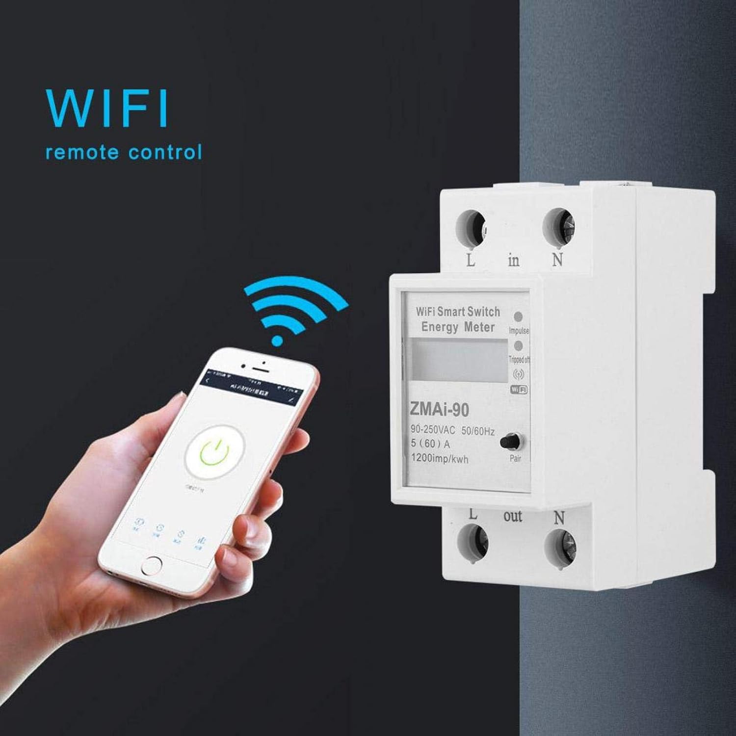 Probadores de voltaje, Medidor de Energía ZMAi-90, Probador de circuito electrónico de alambre KWh Control remoto LCD Interruptor de medición