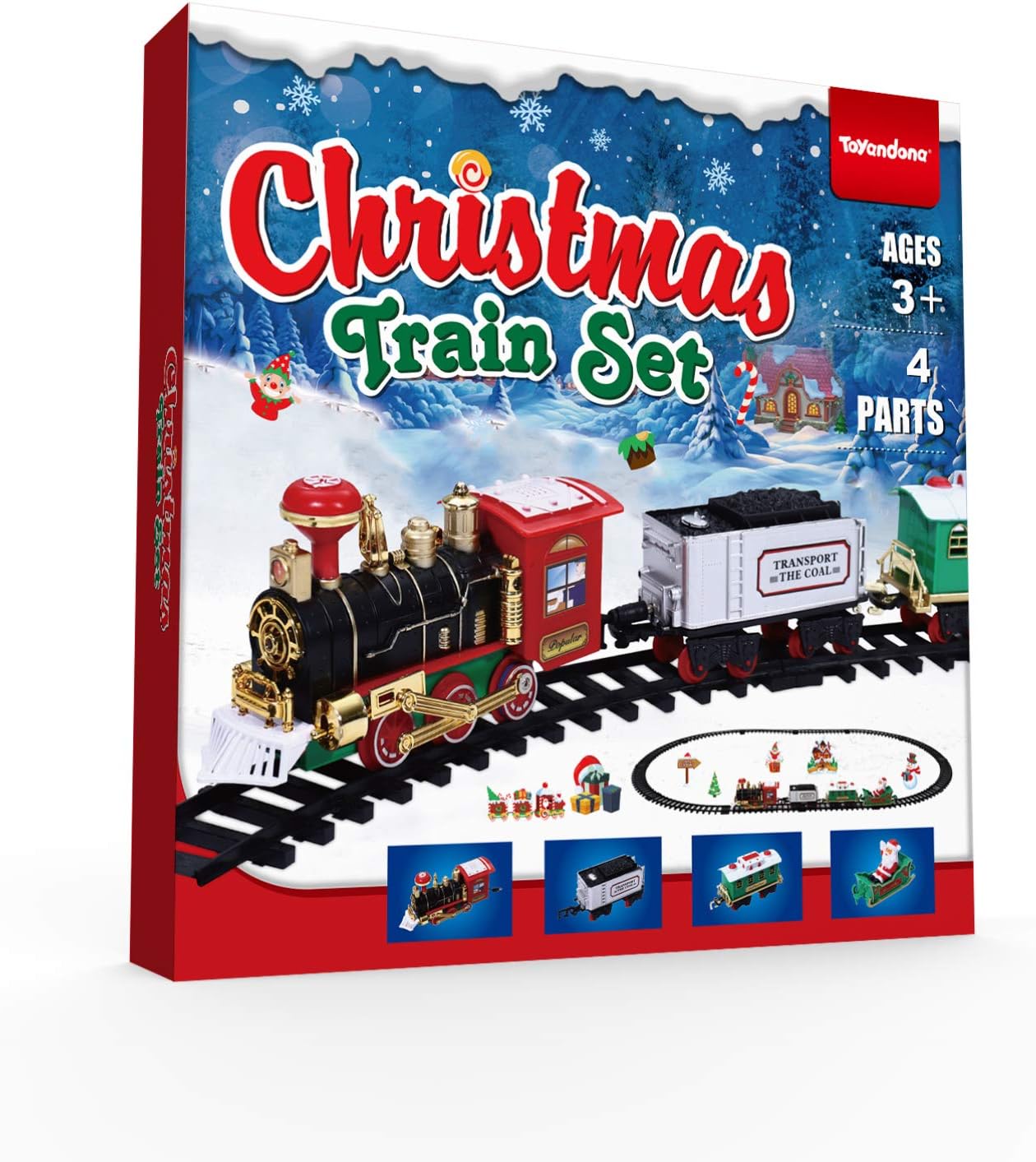 Toddmomy Juego de tren de Navidad rompecabezas 3D para adultos y niños, kit de tren de Navidad con luces y sonidos, pistas de ferrocarril,