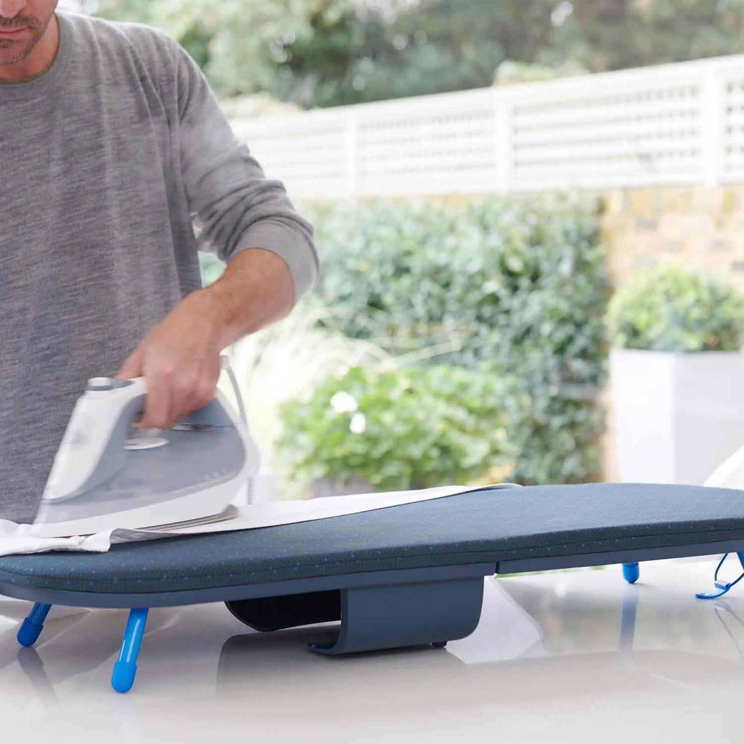 Joseph Joseph Folding Tabletop Ironing Board with Iron Holder, Compact, Space-Saving, BlackBlue