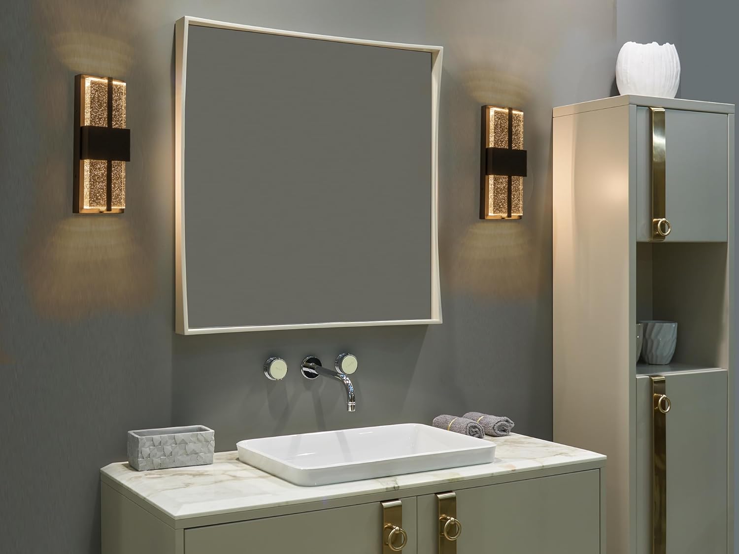Luces LED de pared para exteriores, 15 pulgadas, color negro, para porche, para casa, aplique de pared moderno exterior con cristal de cristal,