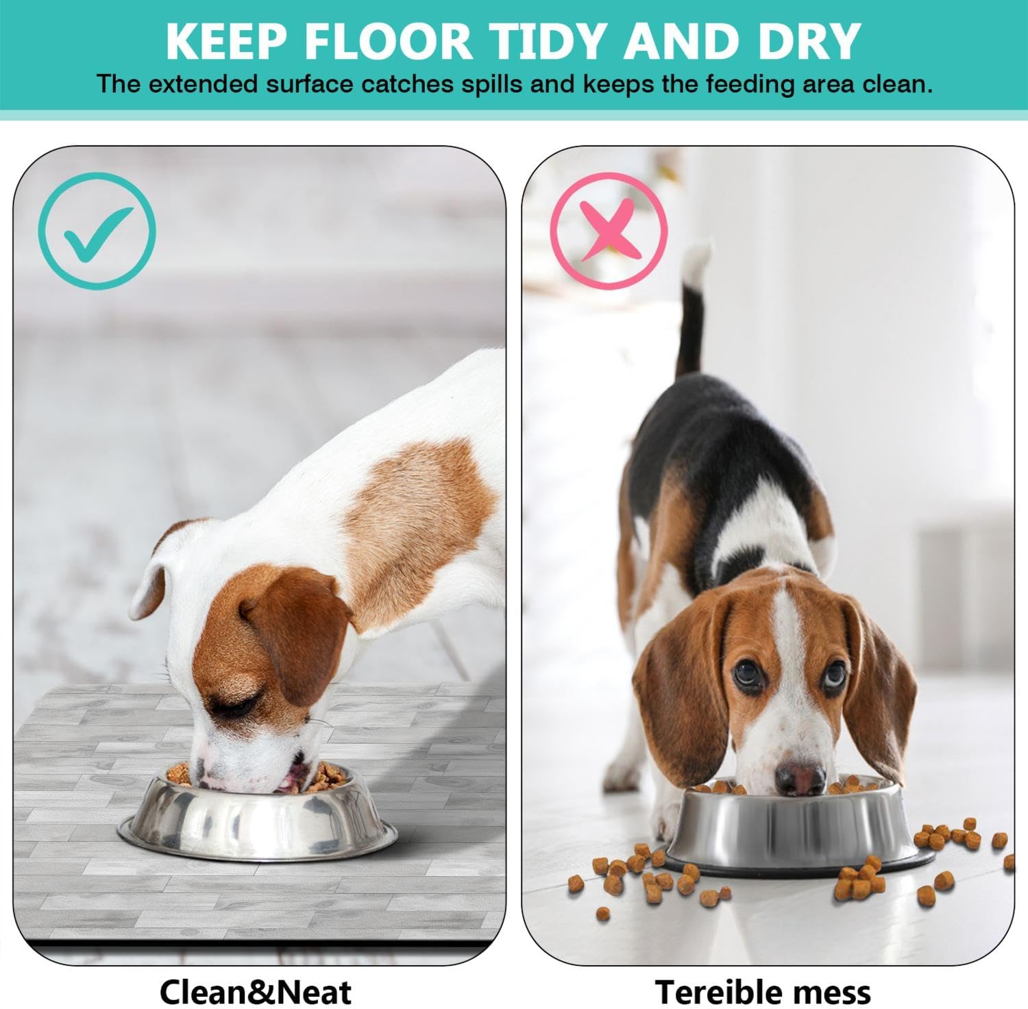 Tapete de comida y agua para perros, tapete de alimentación de mascotas para el suelo, antideslizante, impermeable, súper absorbente, tapete para