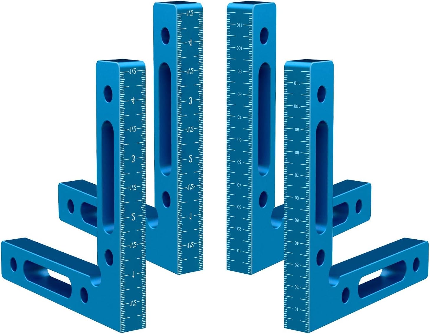 4 cuadrados de posicionamiento de aleación de aluminio de 90 grados, abrazaderas de ángulo recto de 4.7 x 4.7 pulgadas, herramienta de carpintería