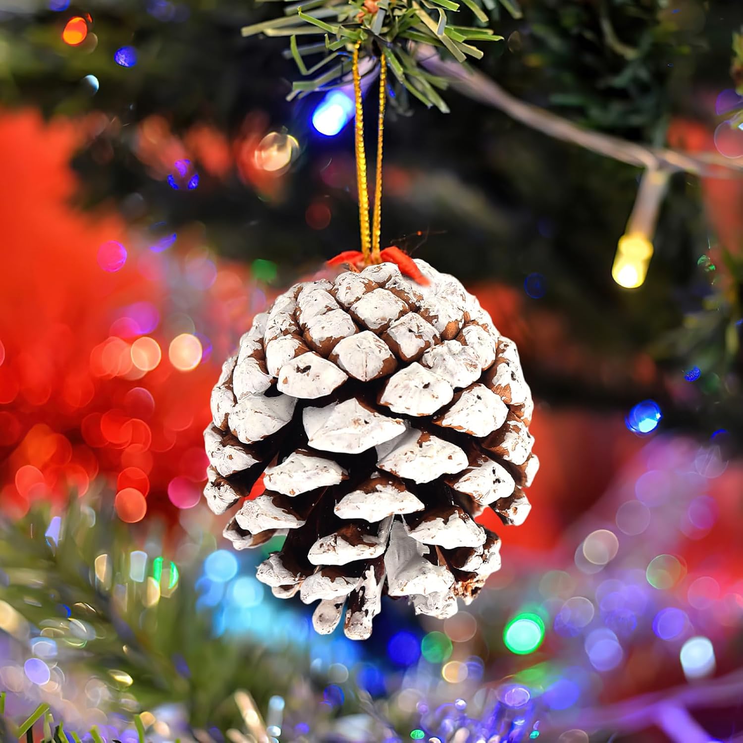JOHOUSE 30 piezas de decoración de piñas de nieve, conos de pino naturales para manualidades, adornos de cono de pino de Navidad para árbol de