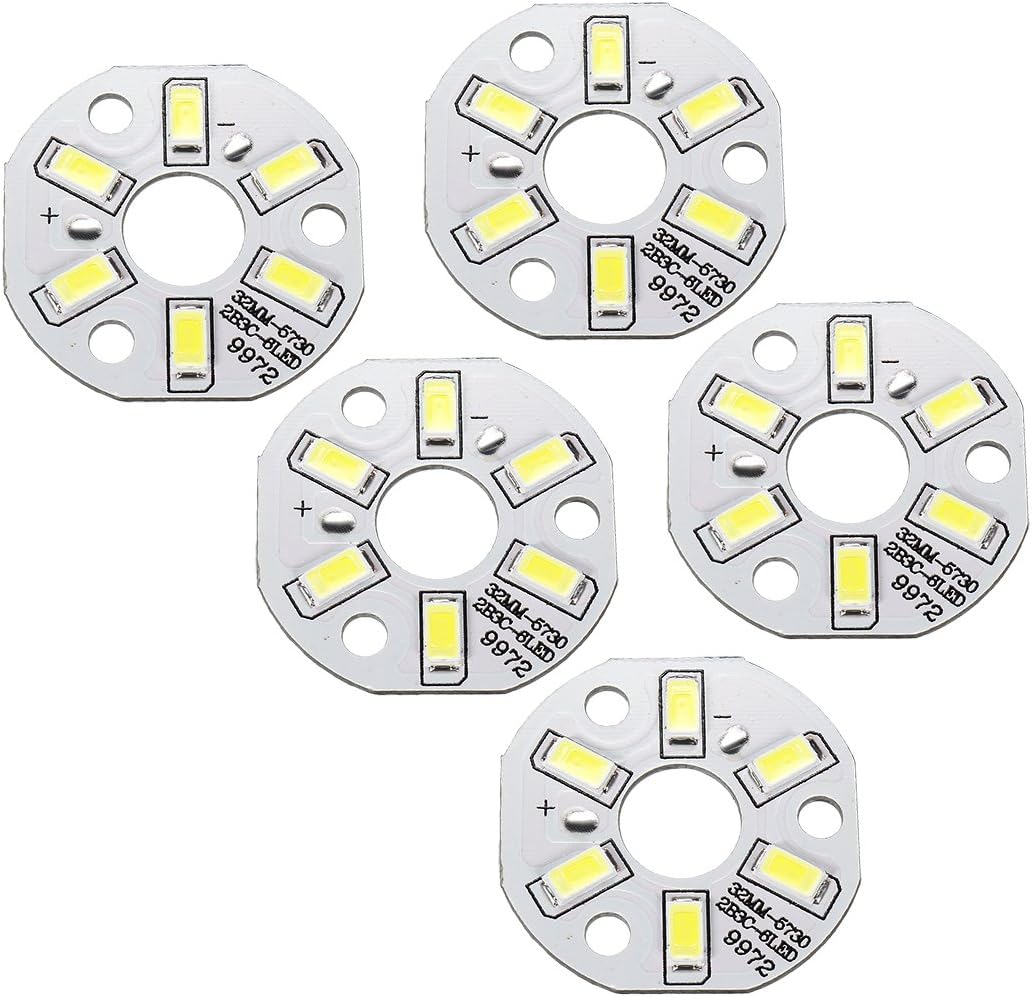 uxcell Bombilla de chip LED 300mA 3W 6 LED 5730 Dispositivos montados en superficie Módulo de aluminio Tablero blanco puro Super brillante 1.260 in
