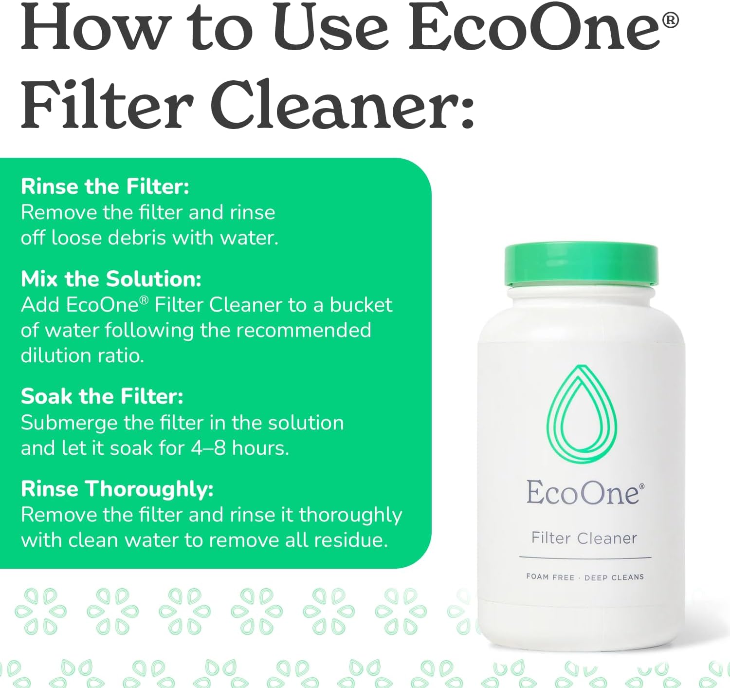 ecoone Limpiador de filtro totalmente natural para spa y bañera de hidromasaje, limpiador de filtro de spa, sin espuma, sin cloro y sin fosfatos,