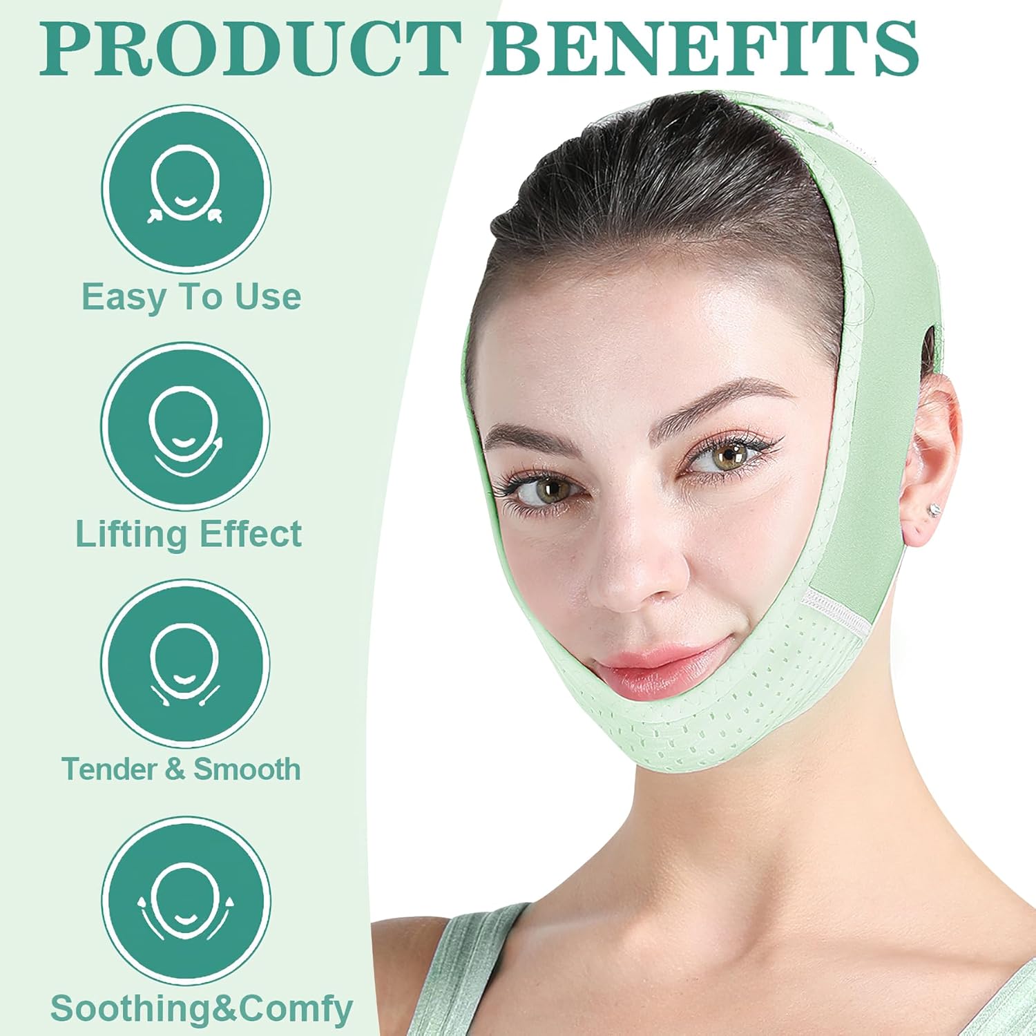 Cinturón de levantamiento facial, banda de estiramiento facial con rejillas de ventilación transpirables, levantamiento de cara, cómodo cinturón en