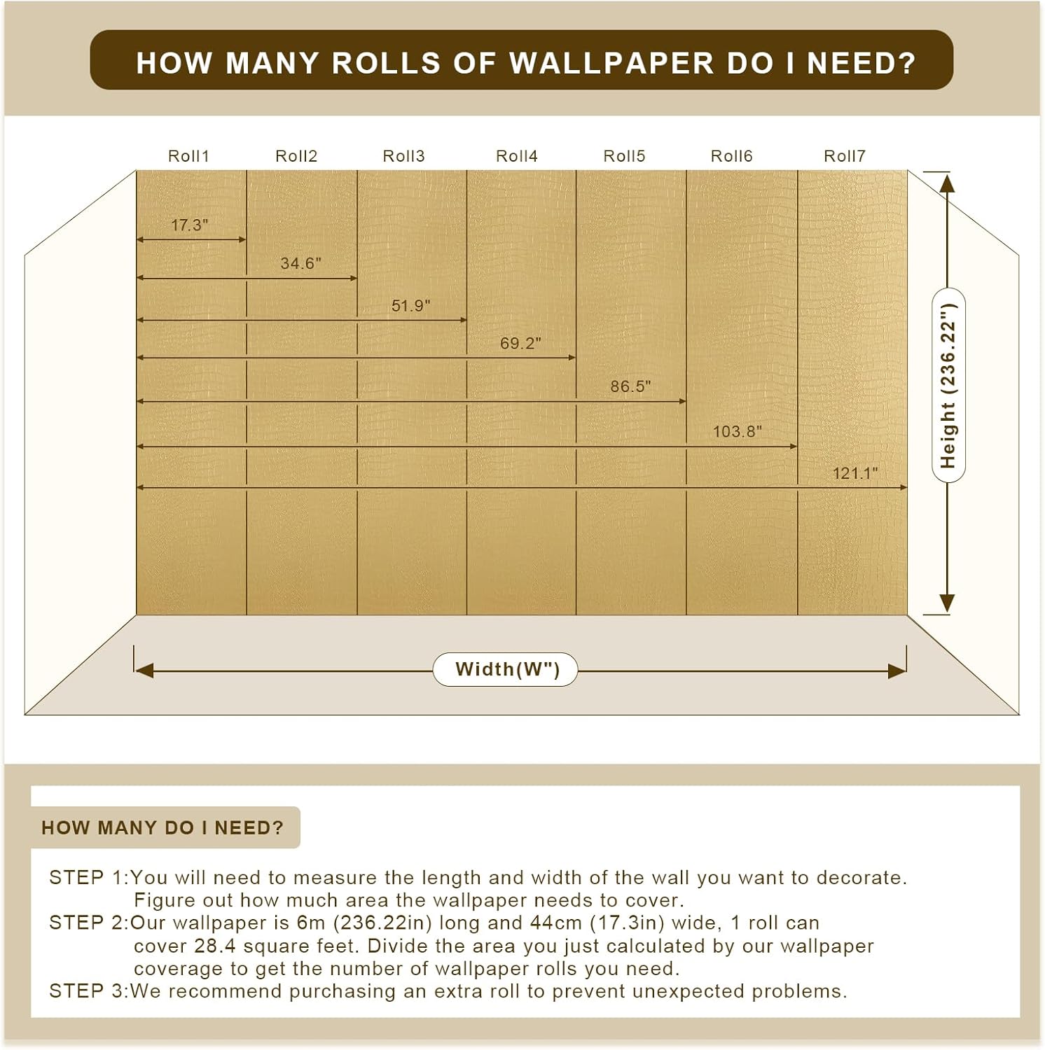 Papel tapiz dorado de 17.7 x 236.3 pulgadas, con textura de cocodrilo, papel adhesivo 3D dorado, impermeable, papel tapiz de lujo para dormitorio,