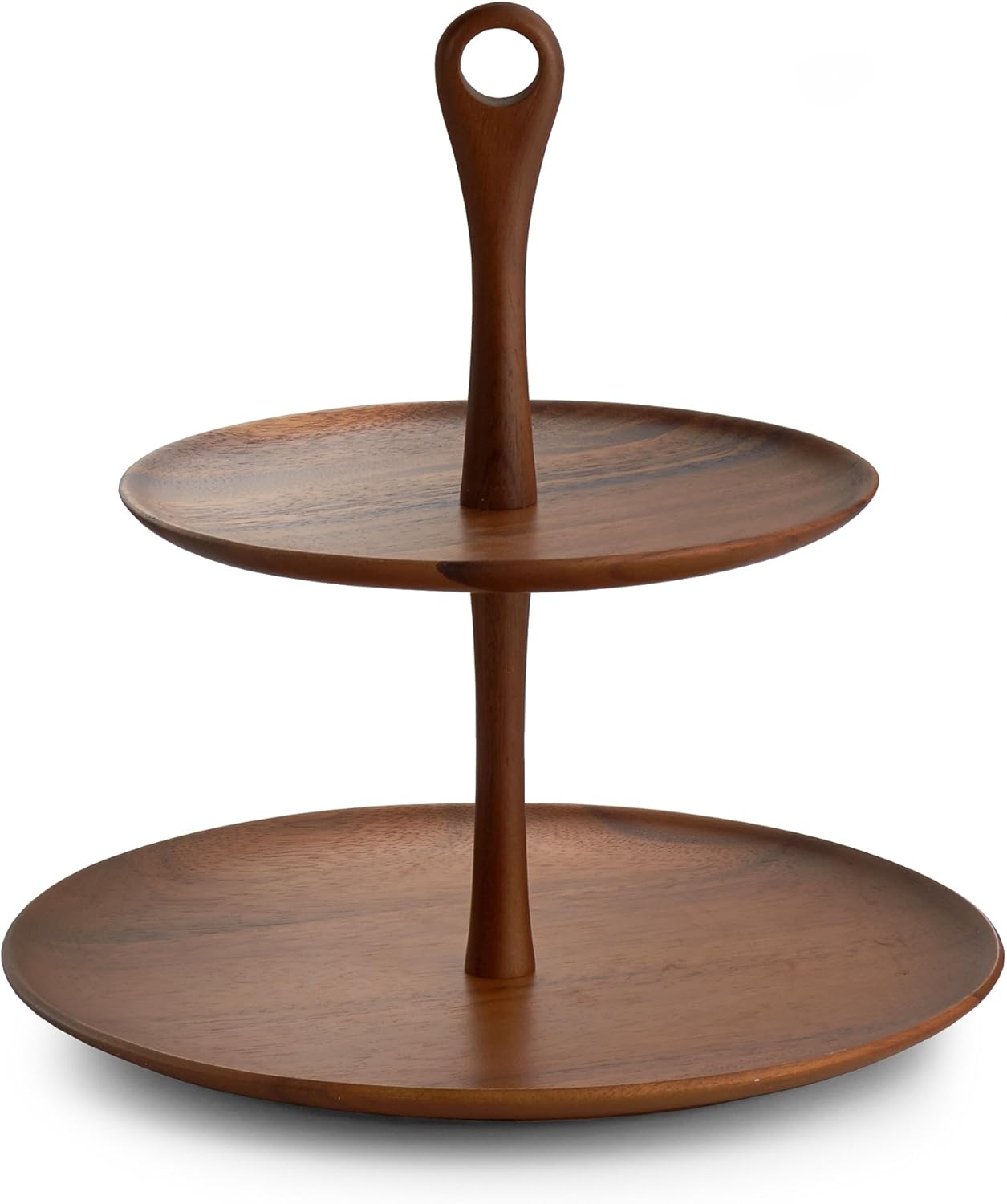 nambe Skye Soporte de postre escalonado de madera  Soporte para cupcakes de 2 niveles  Bandeja de servir para galletas, pasteles y aperitivos para