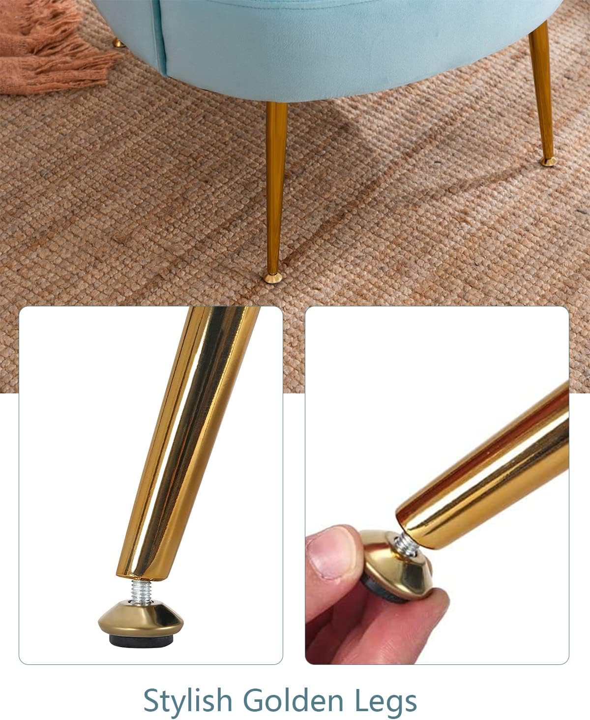 KIVENJAJA Accent Barrel – Silla moderna tapizada de terciopelo, sillón tapizado para sala de estar, dormitorio, espacio pequeño, felpa con patas de
