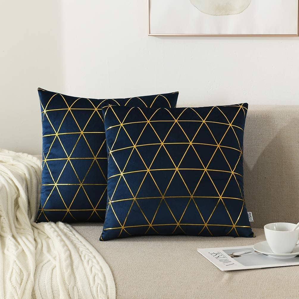 NordECO HOME Paquete de 2 fundas de cojín cuadradas decorativas para Halloween, sofá, cama, decoración del hogar, 24 x 24 pulgadas, azul oscuro