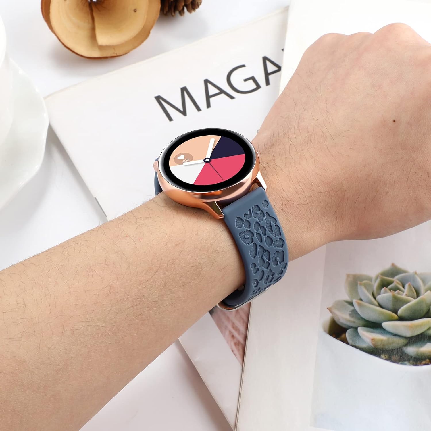 Paquete de 3 correas grabadas de guepardo compatibles con Samsung Galaxy Watch 4 de 1.575in, 1.732in, Watch 3 de 1.614in, Active 2, 1.575in,