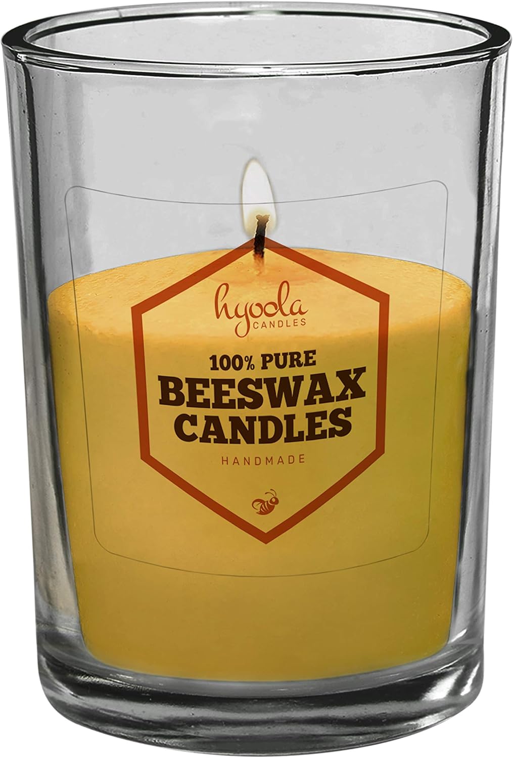 Hyoola Velas votivas de cera de abeja, hechas a mano, totalmente naturales, 100% pura vela de cera de abeja sin perfume, decorativa, amarillo dorado