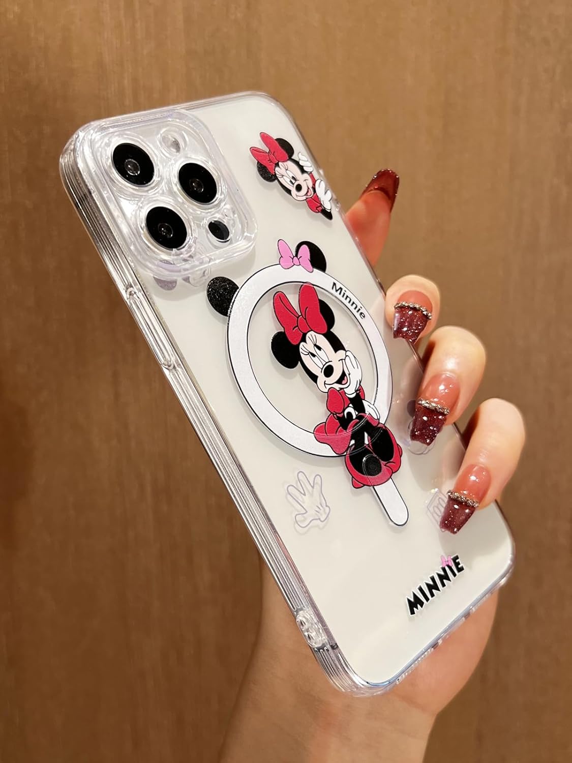 FILOYA Funda magnética para iPhone 15 Pro No Pro, bonita funda de teléfono de Minnie compatible con Magsafe, delgada y delgada a prueba de golpes