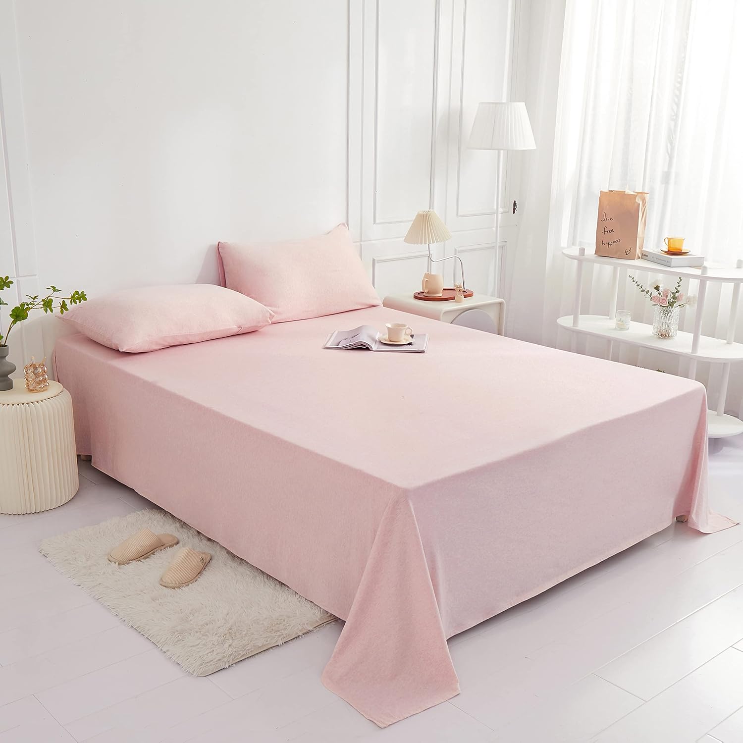 Household – Sábana encimera de punto de 100 % algodón, tamaño Queen, ligera, súper suave, extremadamente duradera, transpirable y cómoda, 1 pieza