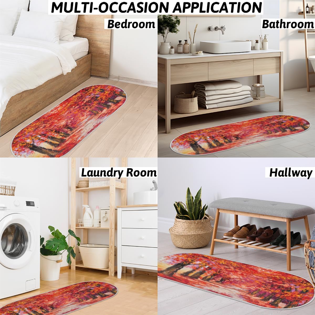 Tapete de baño de espuma viscoelástica con diseño de árbol de arce, suave y acogedor, absorbente de agua, antideslizante, tapete de baño de