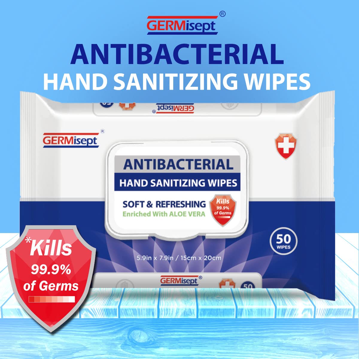 Germisept Toallitas desinfectantes antibacterianas para manos a granel (50 unidades x 24 paquetes  1200 toallitas))