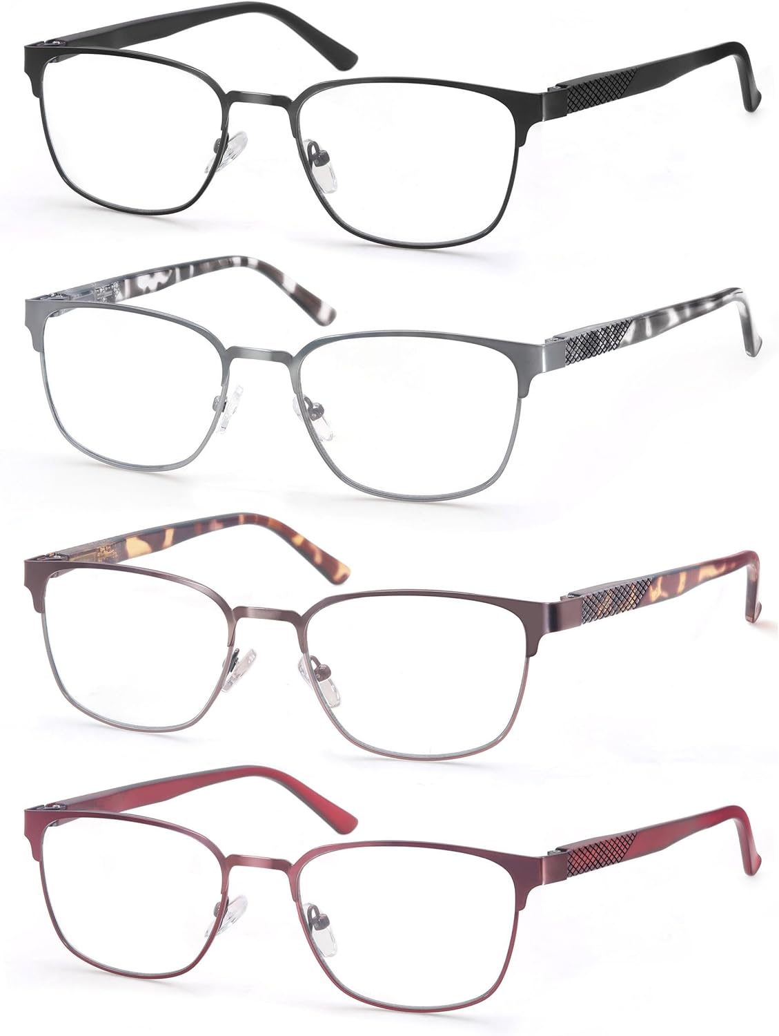 Reading Glasses for Women WSmall HeadPetite Face Blue Light Blocking Computer Readers Square Cheaters Glasses 4 Pack