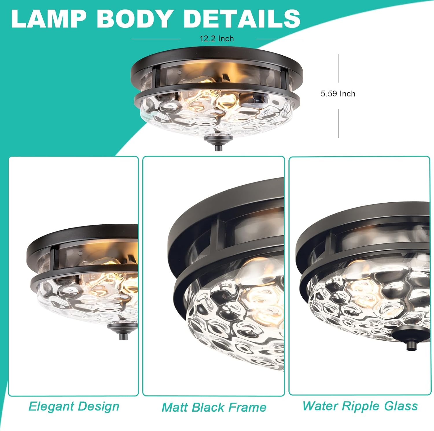 Luces de techo de montaje empotrado, 2 luces de granja cerca del techo, lámpara de techo industrial para cocina, pasillo, dormitorio, sala de estar,