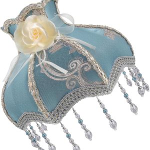 Housoutil Pantalla de lámpara vintage, pantalla victoriana con cuentas de flecos festoneados cúpula cubierta de lámpara de tela europea antigua, Housoutil Pantalla de lámpara vintage, pantalla victoriana con cuentas de flecos festoneados cúpula cubierta de lámpara de tela europea antigua,