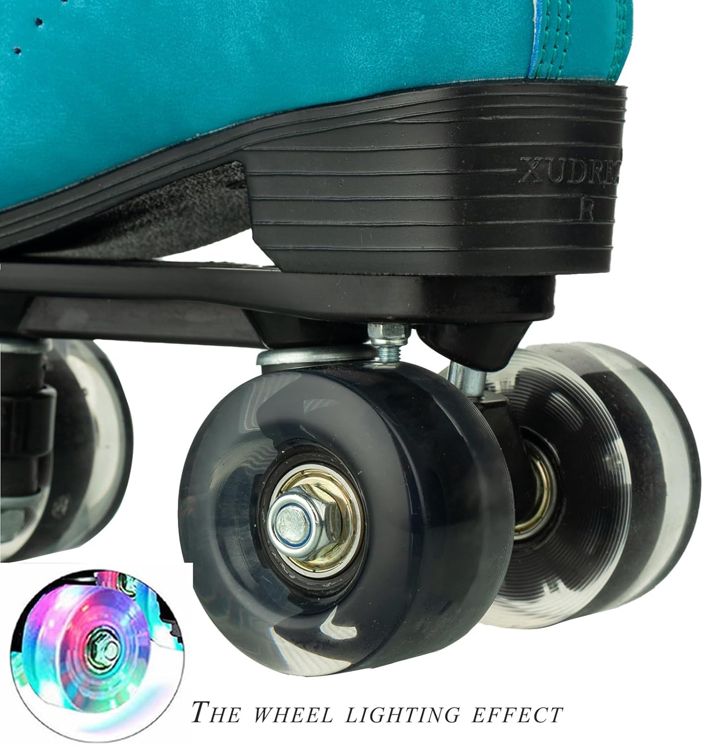 Silvertree Patines de ruedas para mujeres y hombres, de piel sintética, para adultos, patines Derby con ruedas iluminadas, cuatro ruedas brillantes,