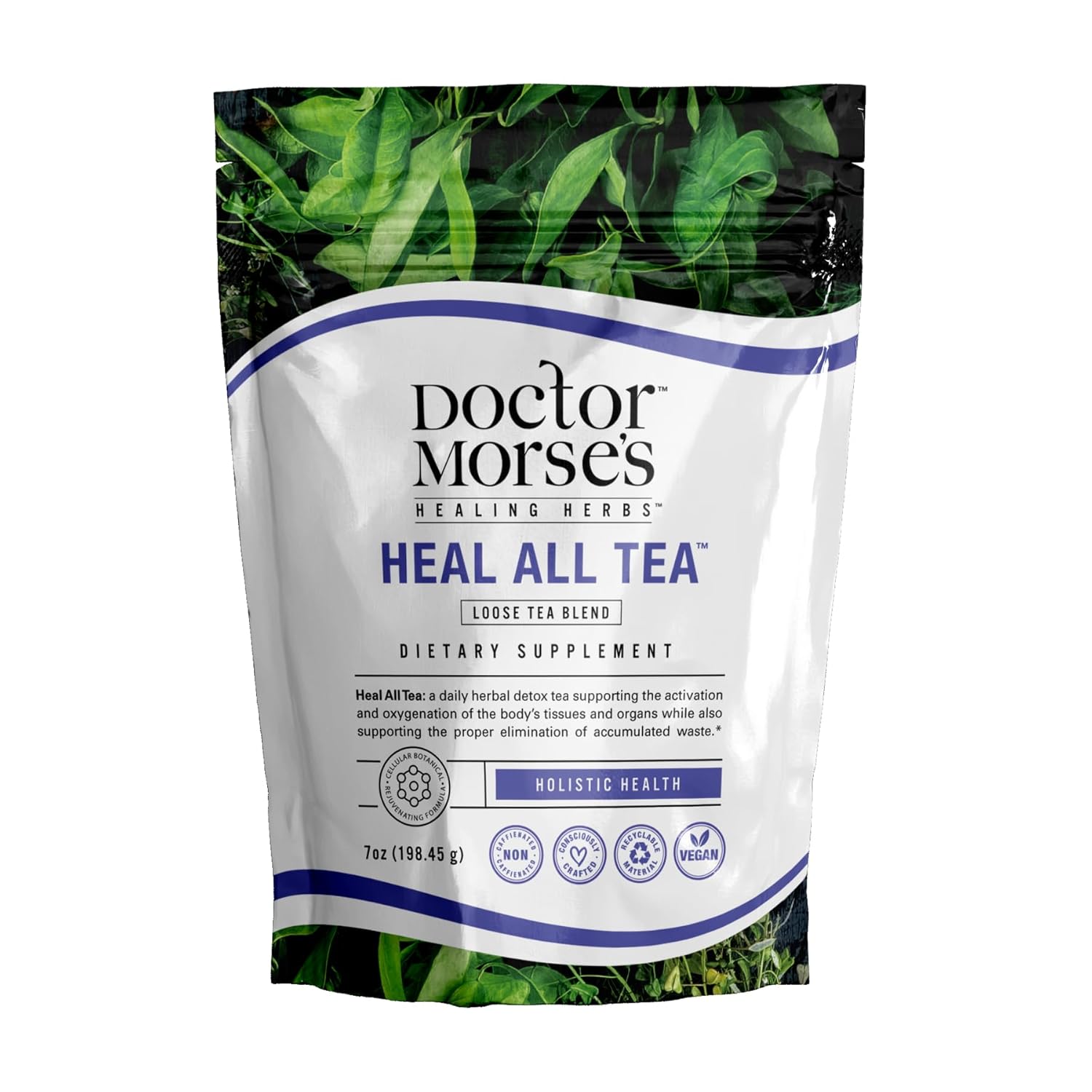 Doctor Morse’s Heal All Tea  Té de hierbas  Mezcla suelta de 7 onzas (86 porciones) sin cafeína  Formulado naturópata  Desintoxicación de cuerpo