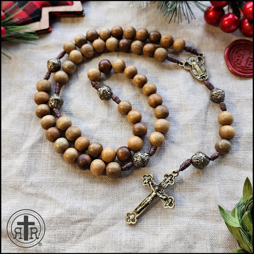 Wood Rosary – Elegantly Handmade Wooden Bead and Bronze Rosary Catholic or Christian Gift Rosaries
