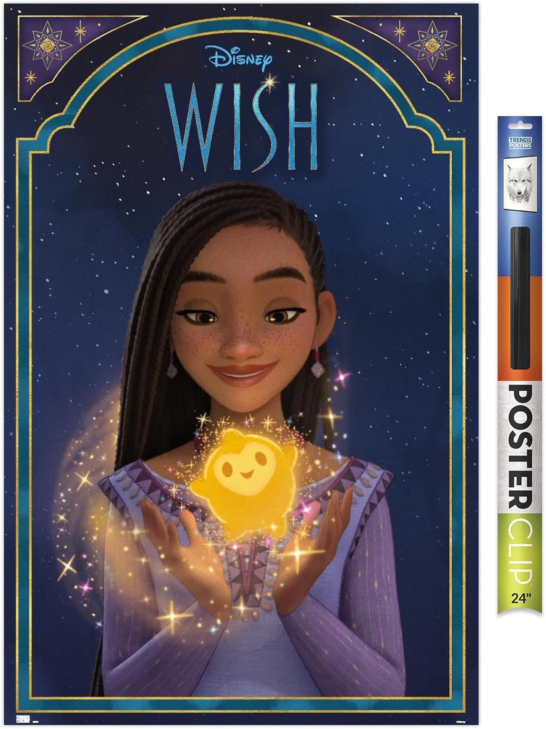 Trends International Disney Wish – Póster de pared de Asha & Star, 22.37 x 34.00 pulgadas, paquete de póster y clip