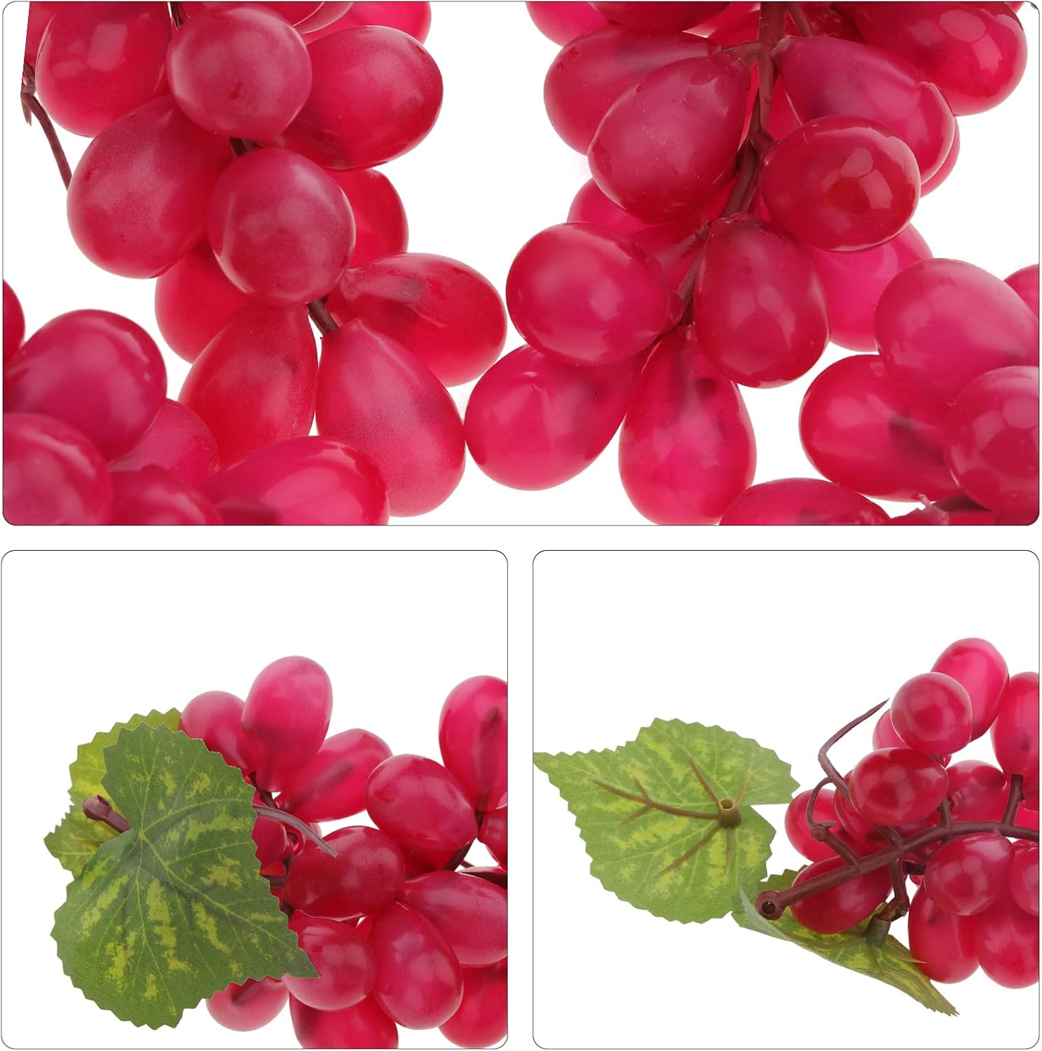 4 racimos de uva artificial realista de simulación de frutas decorativas de uvas rojas falsas con vides, cocina, fiesta, jardín, hogar, gabinete de