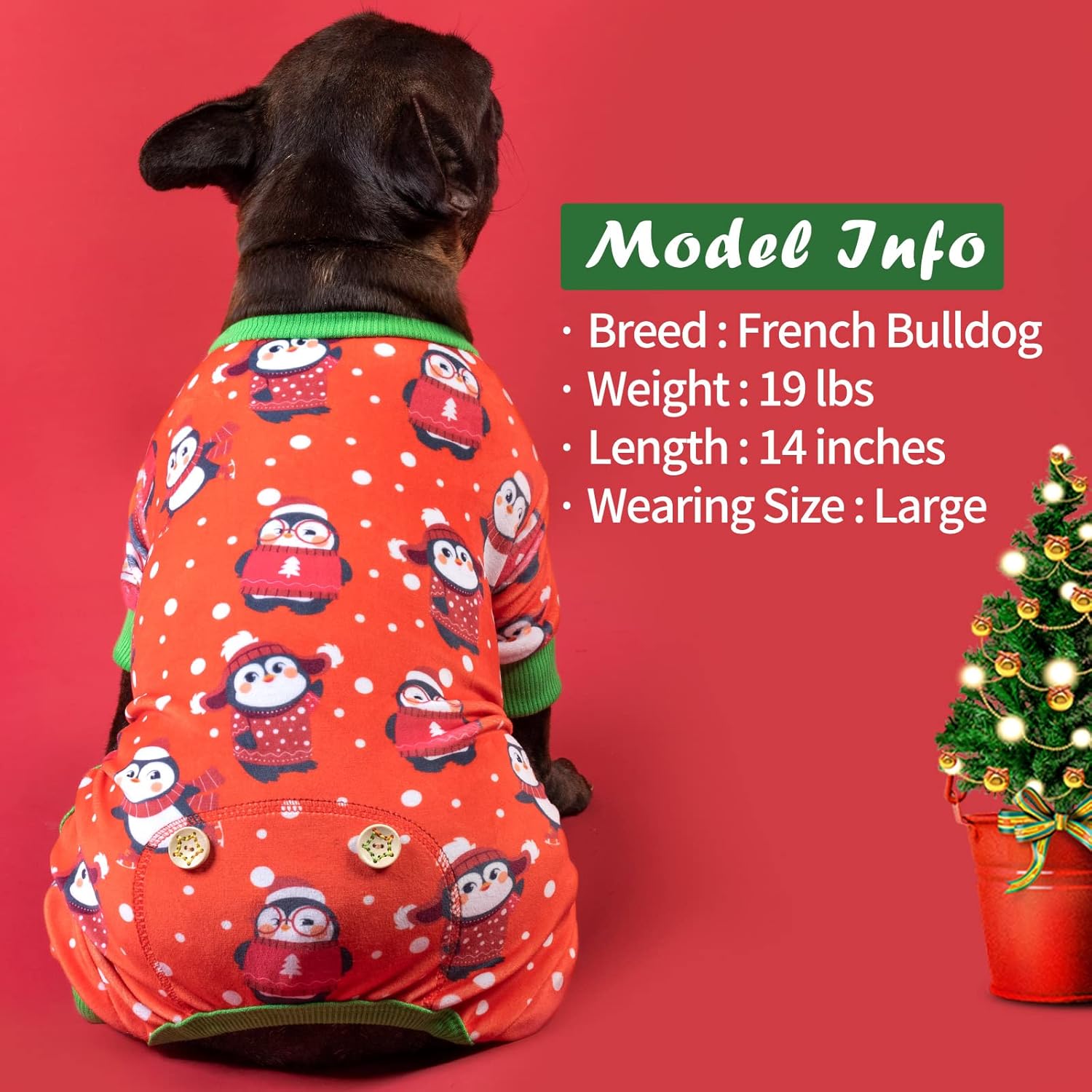 KYEESE Pijama de Navidad para perros de pingüino, pijamas para perros de Año Nuevo, pijamas de terciopelo suave para perros grandes