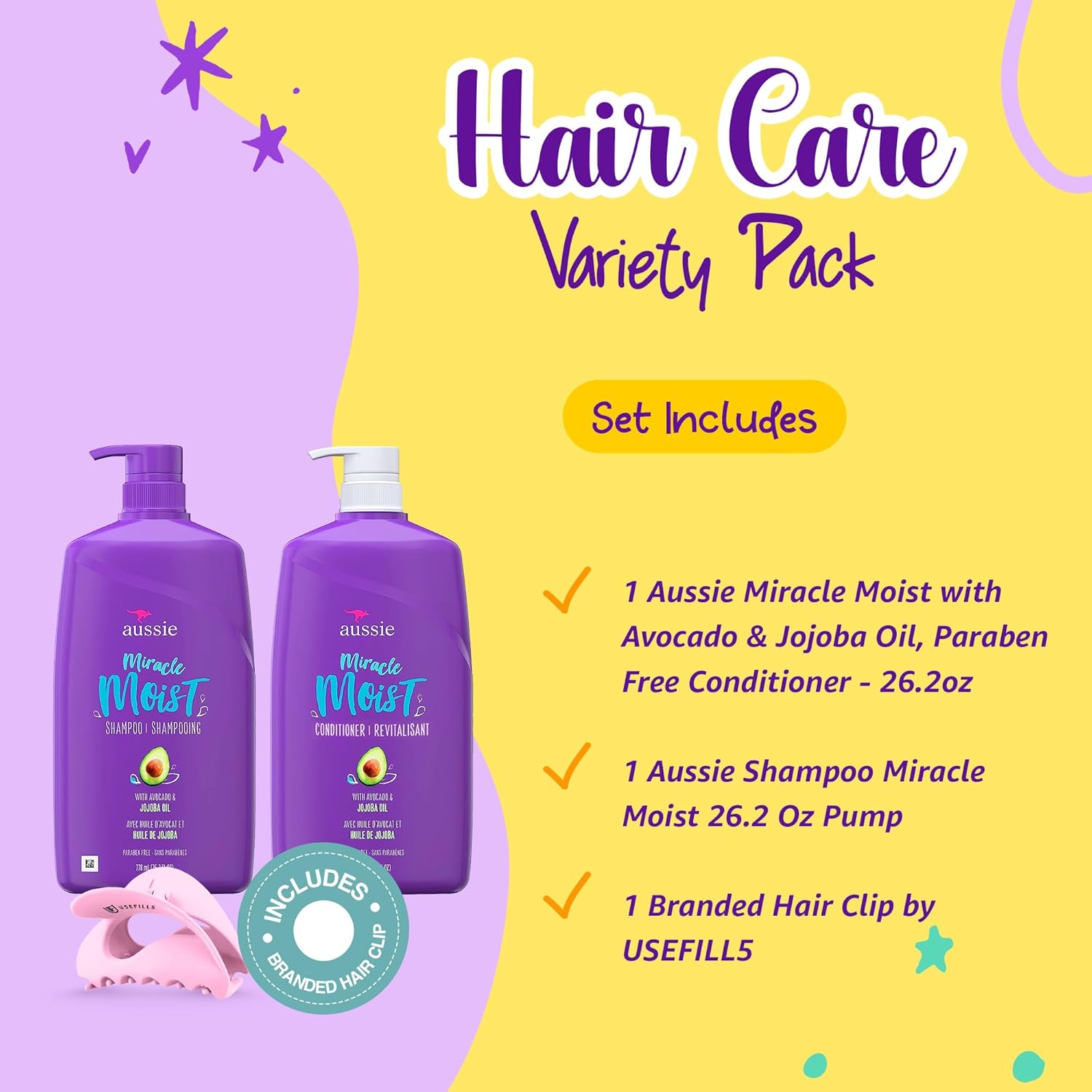 Set de champú y acondicionador, productos para el cabello para mujeres, aguacate, jojoba, sin parabenos, fórmula hidratante 2, paquete de producto