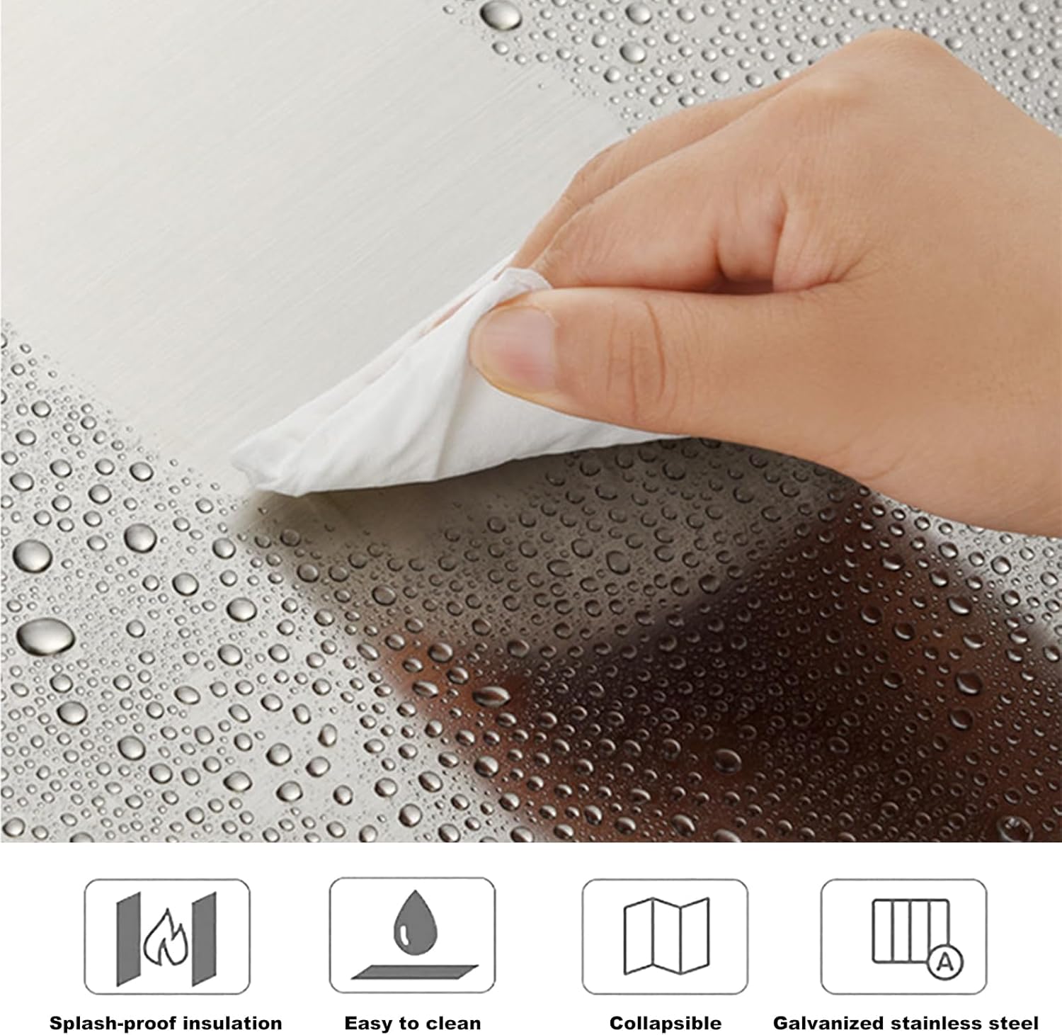 Protector de salpicaduras de 3 caras, pantallas plegables de acero inoxidable para freír, antiadherente, placa de aislamiento térmico para cocinar,