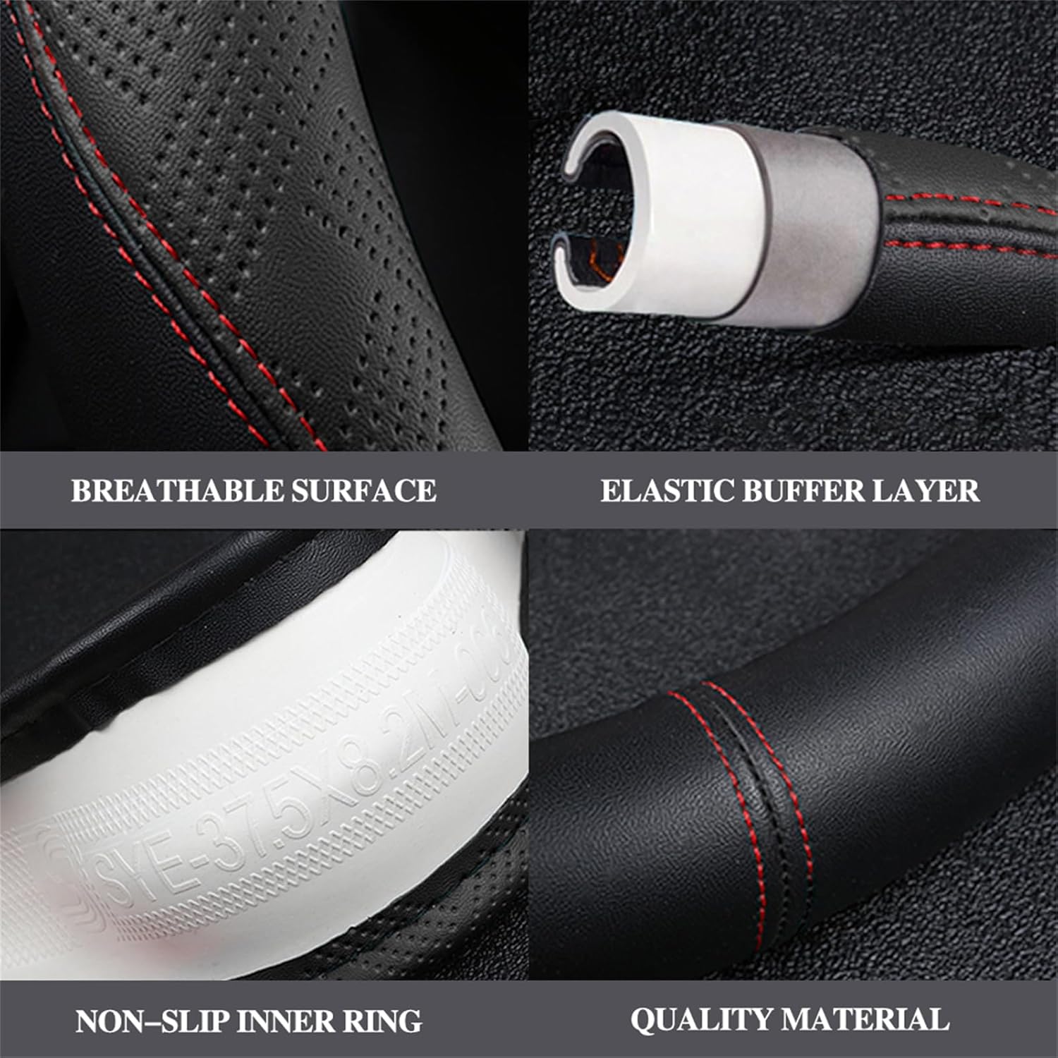 Funda para volante en forma de D, de cuero de microfibra, tipo D, transpirable, antideslizante, parte inferior plana, accesorios para mujeres y