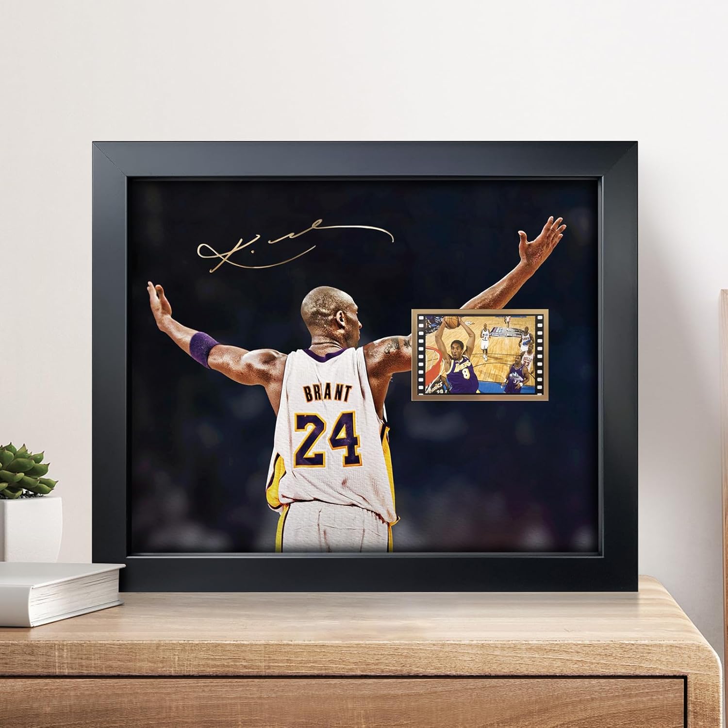 sufenvera Kobe Bryant – Póster enmarcado para fanáticos del baloncesto en cumpleaños, Navidad, Día del Padre, 10 x 8 pulgadas