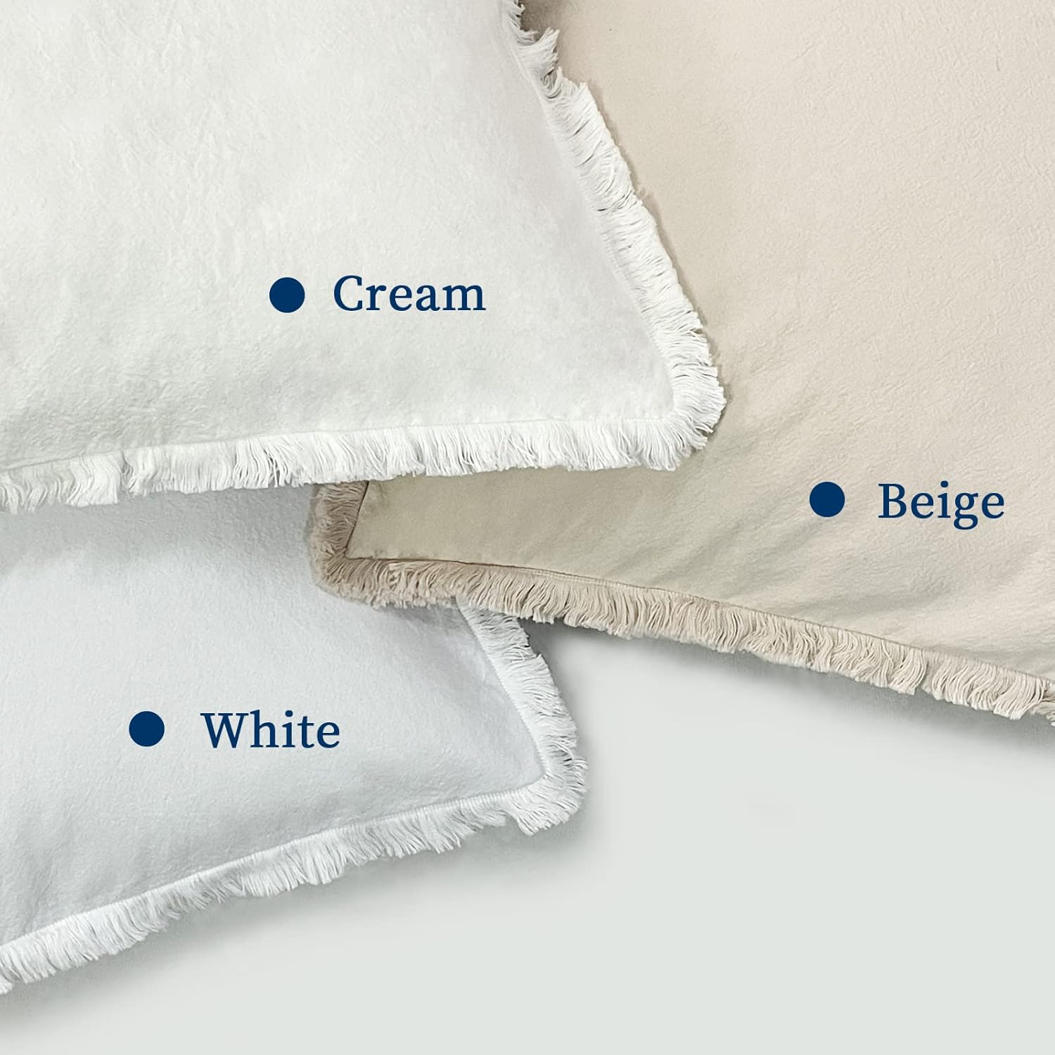 ZWJD Juego de 2 fundas de almohada de 20 x 20 pulgadas, color blanco, con flecos, de algodón, decorativas, cuadradas, para sofá, cama, sala de