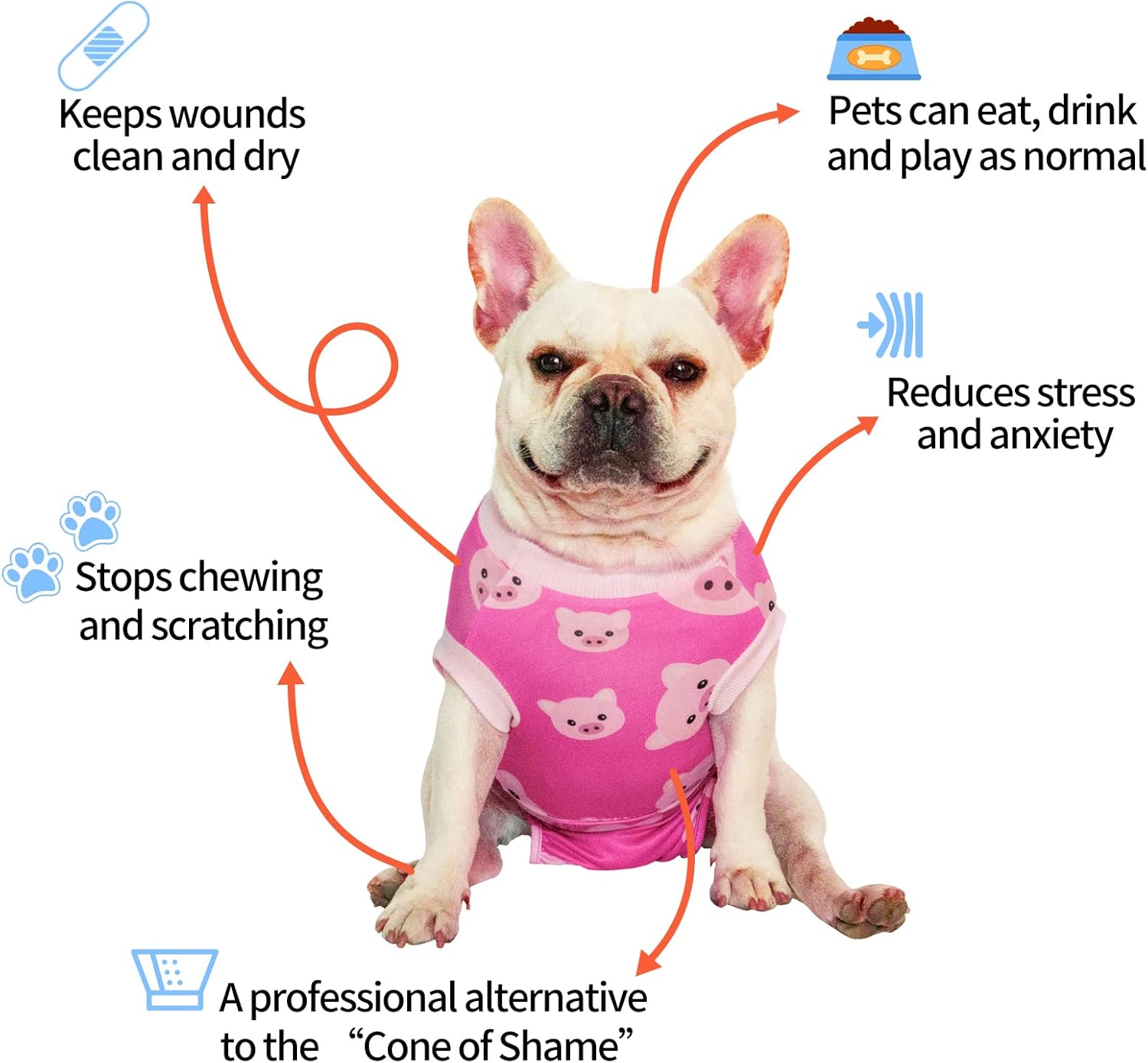 CuteBone Traje de recuperación de cirugía para perros, mono quirúrgico para gatos, trajes de cuerpo femenino, para evitar que las mascotas laman