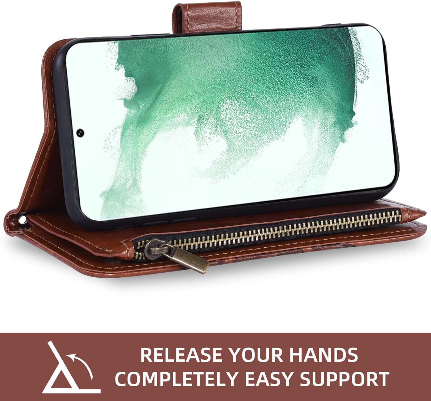Asuwish Funda de teléfono para Samsung Galaxy S22 Plus S22+ 5G Funda tipo cartera con protector de pantalla de vidrio templado y soporte para