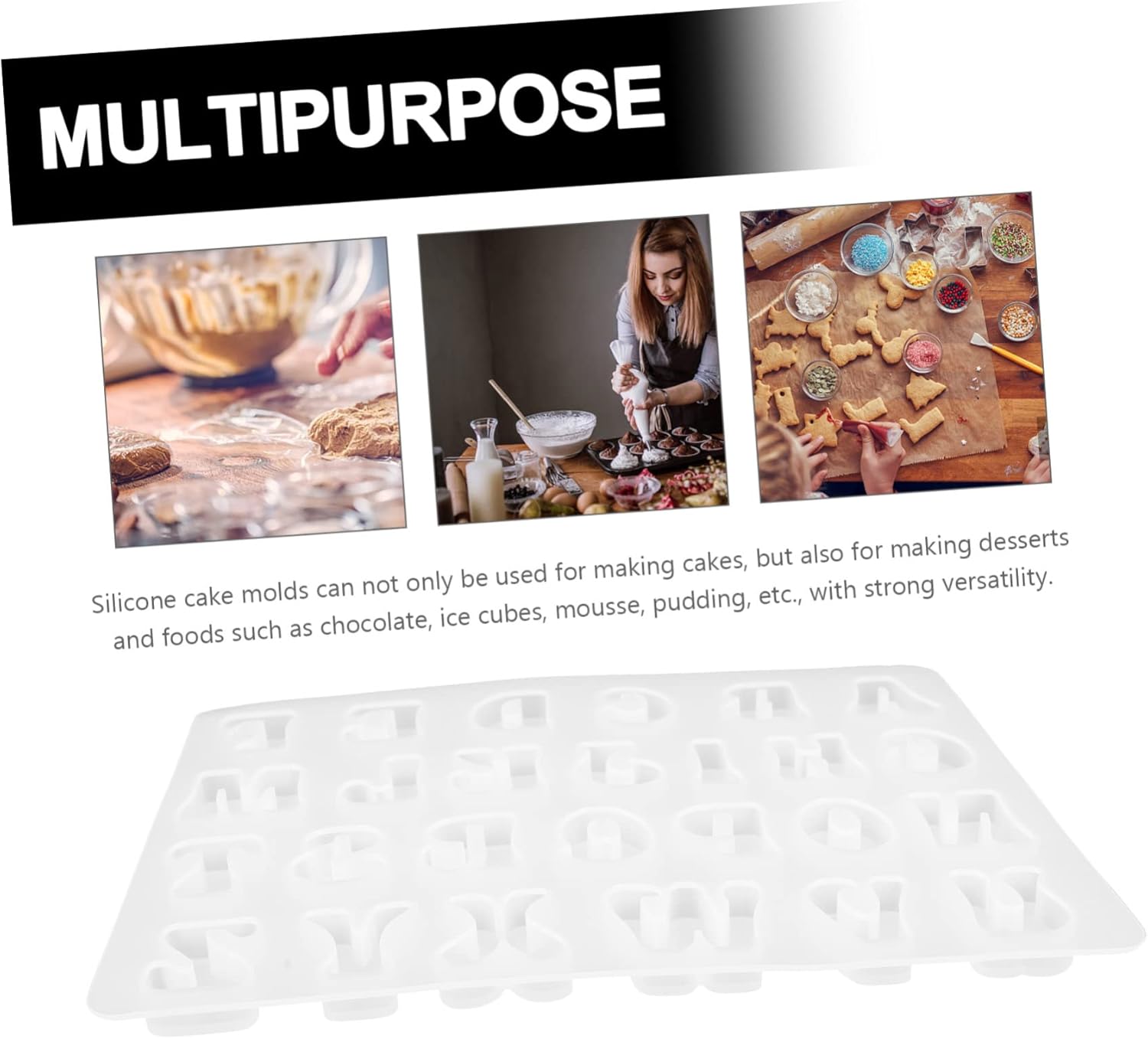 HOMSFOU Letter Stencil Supple Fondant Molds Letter Molds for Chocolate Letter Symbol Molds Baking Supply Silicone Chocolate Molds Candy Making Mold