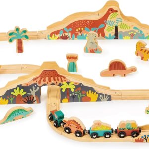 Lost World – Juego de ferrocarril temático de dinosaurios con pistas y accesorios, madera, juego creativo, imaginativo, juguete interactivo Lost World – Juego de ferrocarril temático de dinosaurios con pistas y accesorios, madera, juego creativo, imaginativo, juguete interactivo