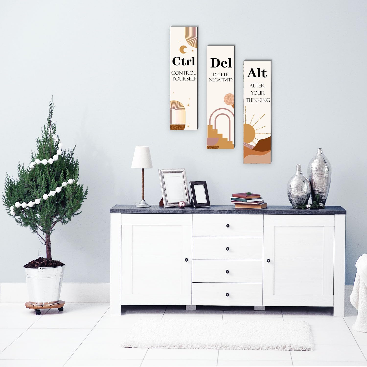 3 piezas de accesorios inspiradores de oficina para mujer, diseño simple y moderno, decoración colgante de madera, letreros divertidos con citas de