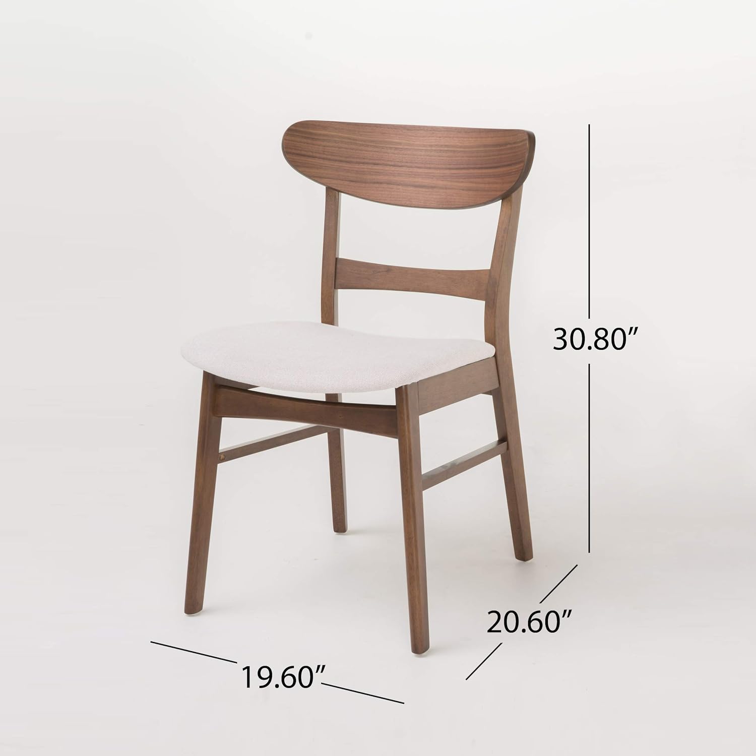 Christopher Knight Home Idalia – Sillas de comedor, juego de 2 piezas, madera de goma, acabado beige claro  nogal
