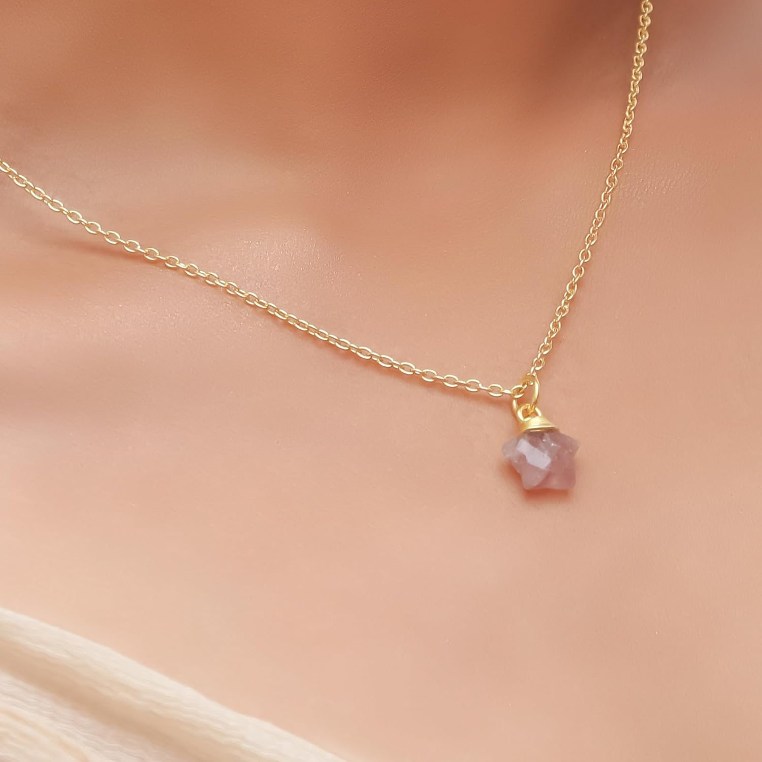 Gempires Natural Carnelian Star Pendant Necklace Handmade Jewelry 14k Yellow Gold Plated 16 + 2 Inch Adjustable Chain (Carnelian)