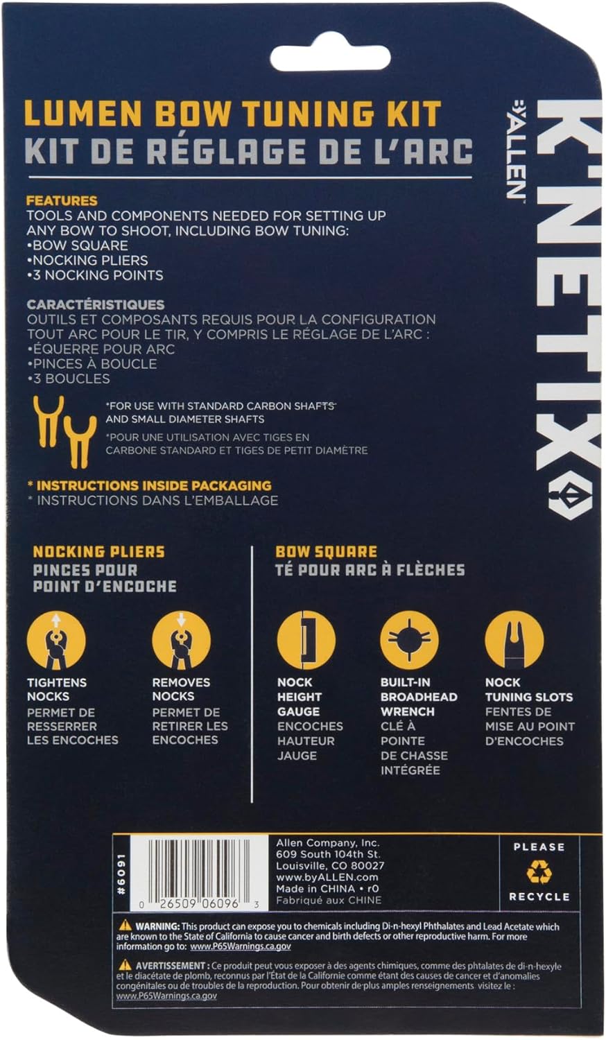 Allen Company K’Netix Kit de afinación de arco Lumen, compatible con compuesto, recurvo y arco largo, gris