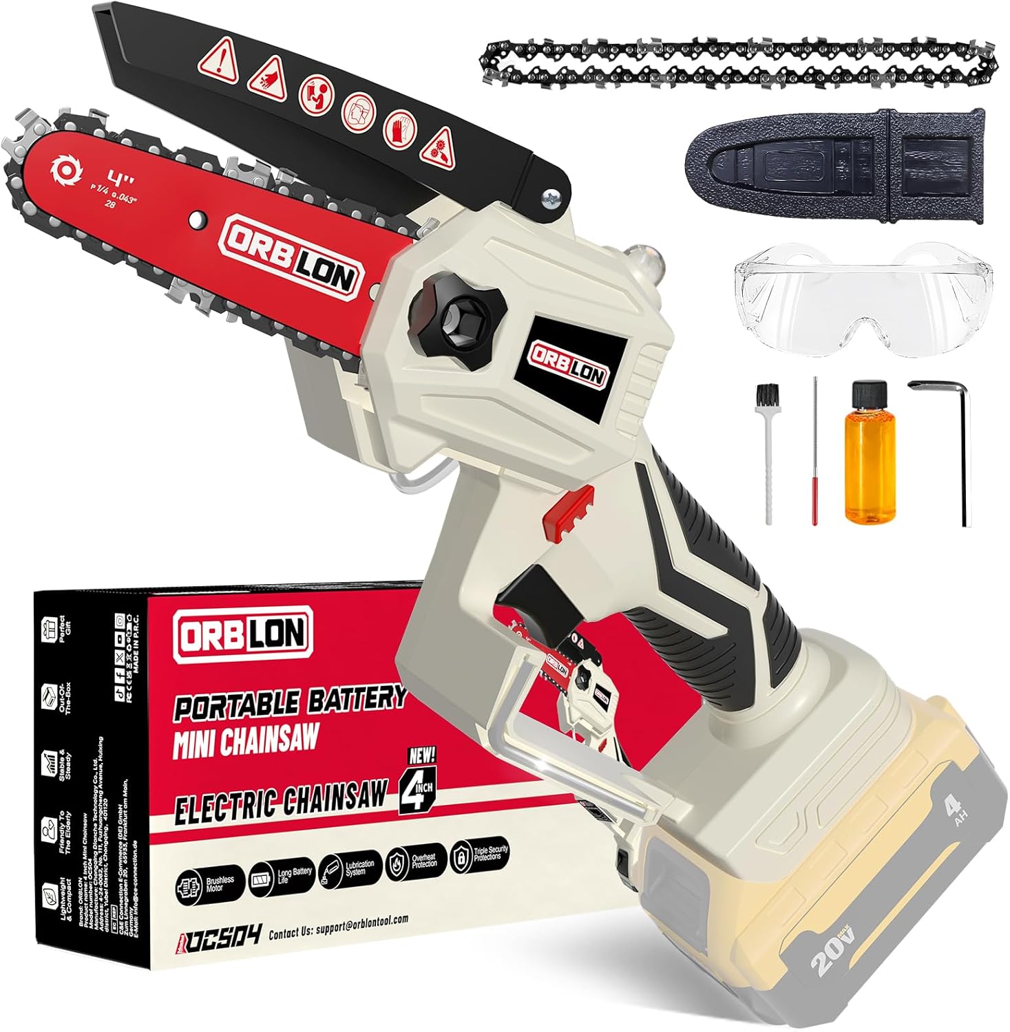 Mini motosierra inalámbrica para batería DeWALT de 20 V Max, motosierra sin escobillas de 4 pulgadas, motosierra portátil con batería con bloqueo de