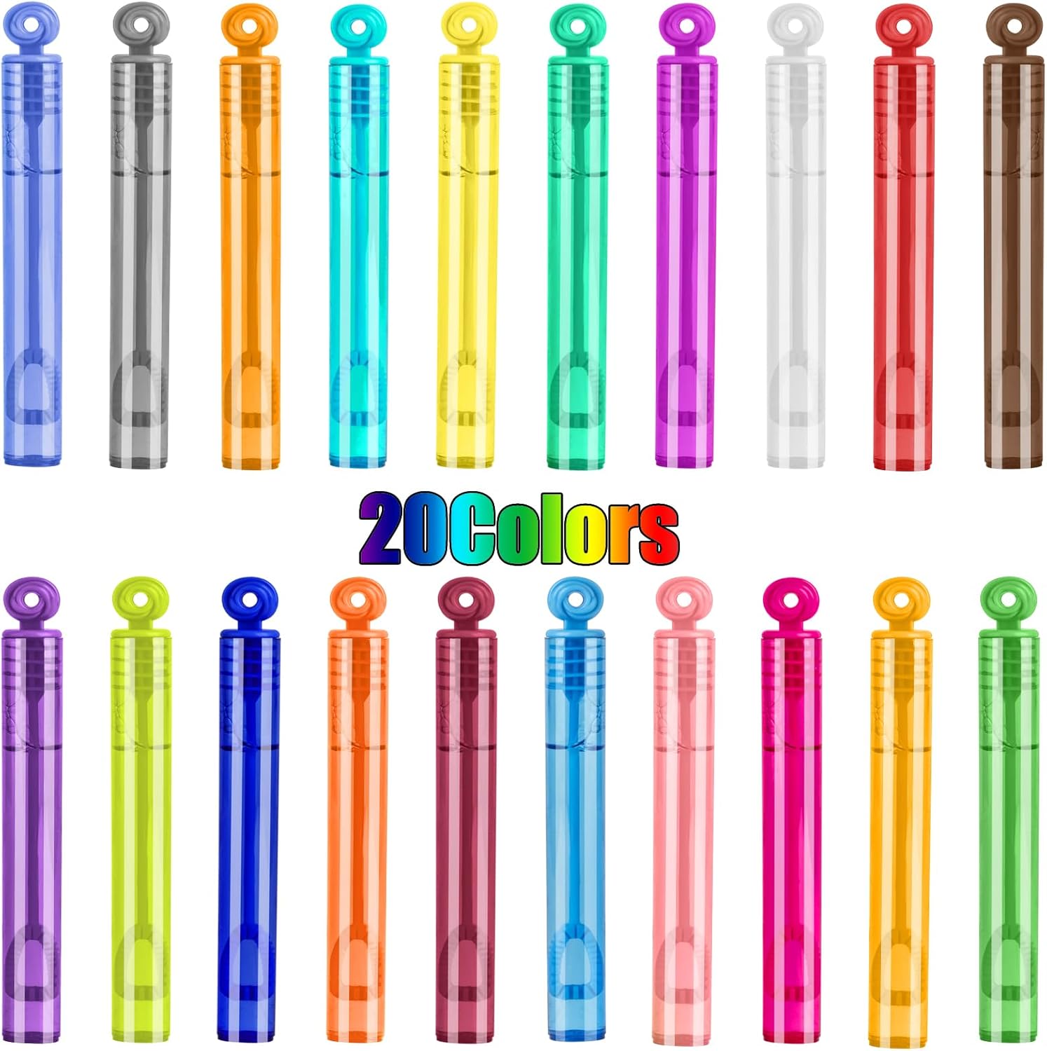 20 colores – 200 piezas de mini burbujas para niños, varitas de burbujas pequeñas para niños pequeños, niñas y niños, burbujas a granel para verano,