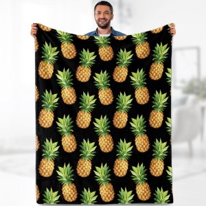 Manta de piña con frutas tropicales para regalo, manta suave, cálida y ligera, acogedora manta mullida para mujeres, niños, adultos, niñas, hojas de Manta de piña con frutas tropicales para regalo, manta suave, cálida y ligera, acogedora manta mullida para mujeres, niños, adultos, niñas, hojas de